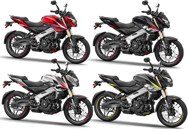 Bajaj Pulsar NS400Z Metallic Pearl White, Glossy Ebony Black, Pewter Grey and Cocktail Wine Red color