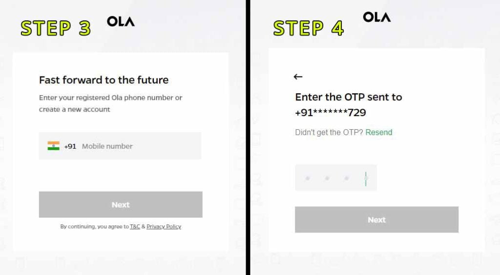 How to book ola electric scooter online step 3 AND 5