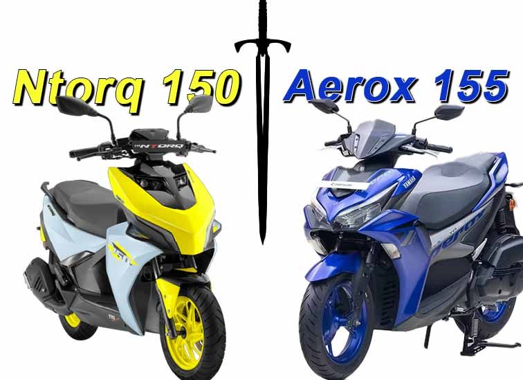 TVS Ntorq 150 vs Yamaha Aerox 155- Which 150cc Scooter is best